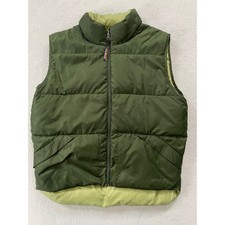 y2k Vintage L.L.Bean Womens Large Puffer Vest Green Reversible Goose Down