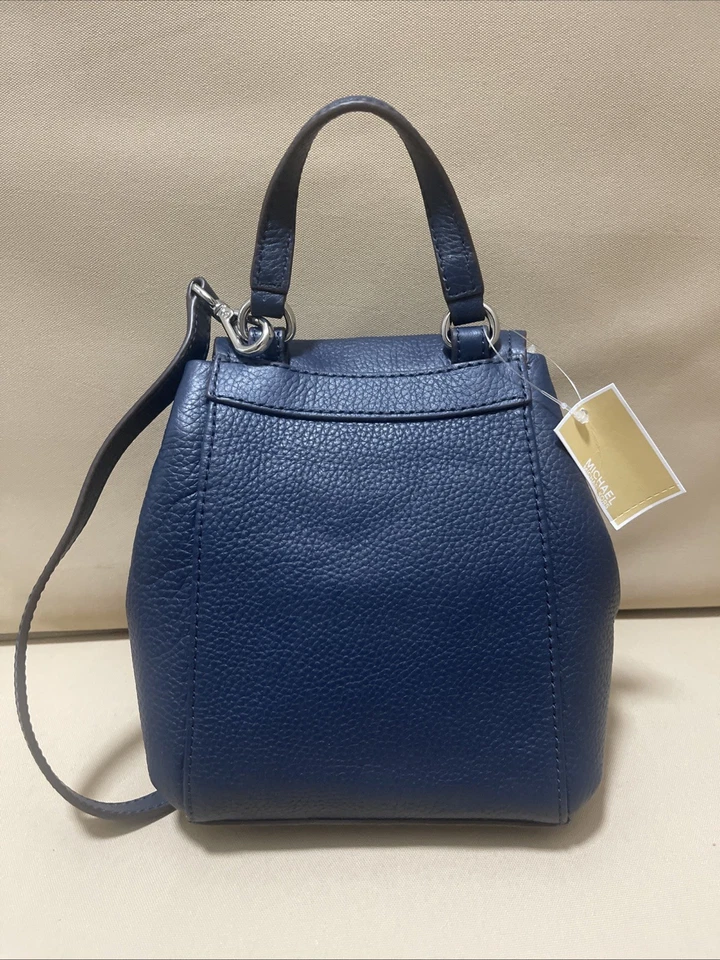 Новый с Ярлыками MICHAEL KORS Riley маленький клапан - темно-синий шагреневой кожи мини рюкзак - Изображение 2 из 4