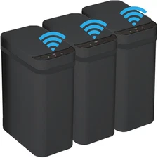 3 PACK - Bathroom Trash Can with Lid - 2.5 Gallon Automatic Trash Cans Touchless