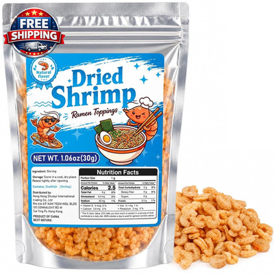 30G Freeze Dried Shrimp Ramen Toppings, Crunchy Seafood Topping