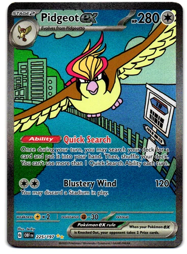 Pokemon Card - Pidgeot ex Obsidian Flames 225/197 Illustration Rare - NM