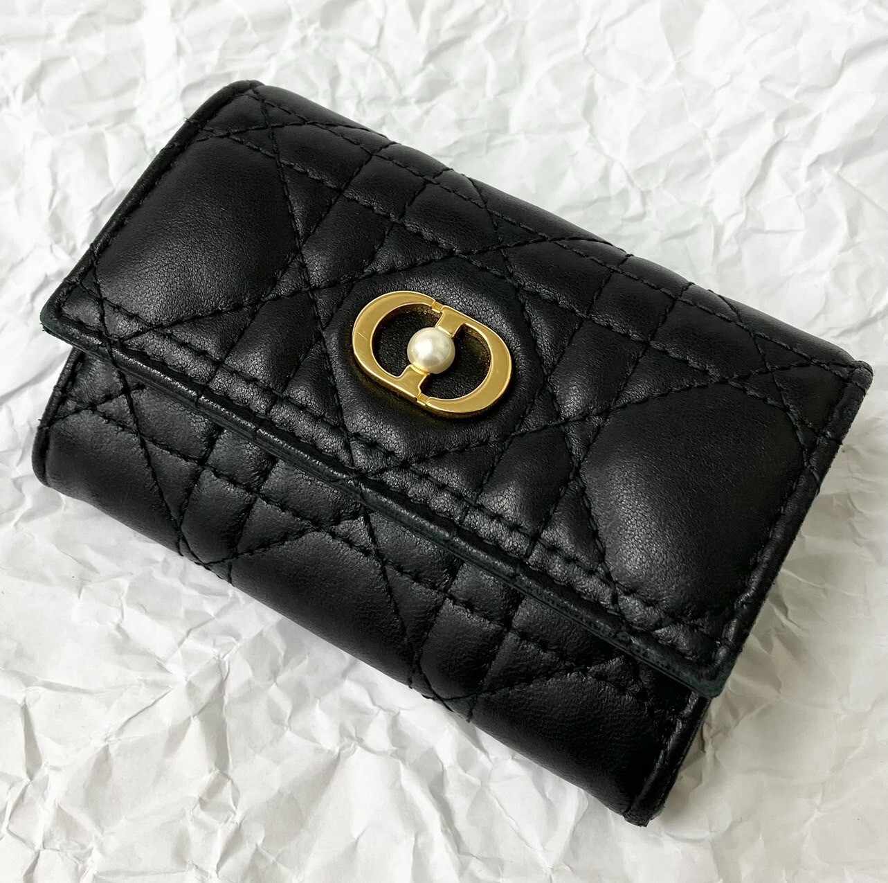 Dior Glycine Coin Wallet Cannage Pearl Free Shipping Japan