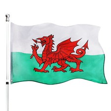 LOTE BANDERA GALES 5X3 FT AFICIONADOS NACIONALES GALESES DEPORTES EUROS FÚTBOL ST DAVIDS