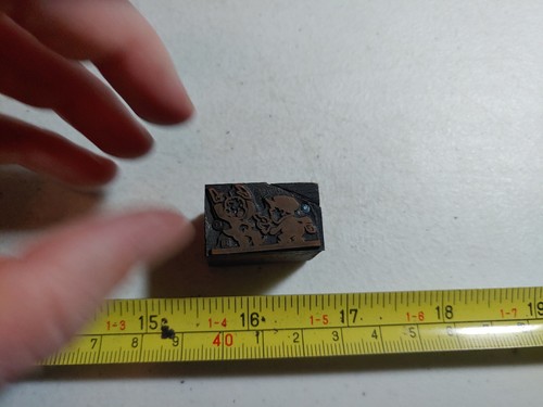 Vintage Letterpress Printing Block Man Arms Up Getting Held at Gun Point Robber - Bild 2 von 3
