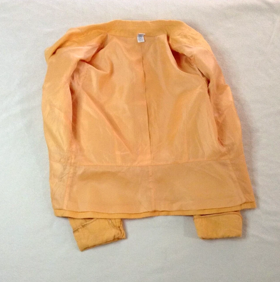 Blazer feminino antigo marinho amarelo laranja 100% linho forrado jaqueta 2 bolsos tamanho M - Imagem 3 de 4