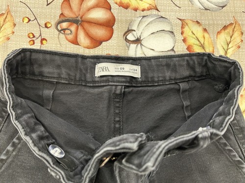 Zara Girls Black Cargo Jeans Size 9 - Picture 3 of 3