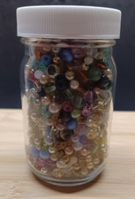 Glass and Metal Beads in Jar Assorted Colors