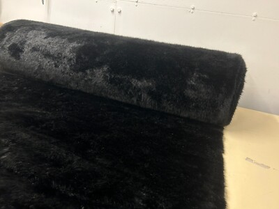 SCHWARZ Kunstfell Stoff Luxus Material Mäntel Überwürfe Borten Handwerk Soft Touch