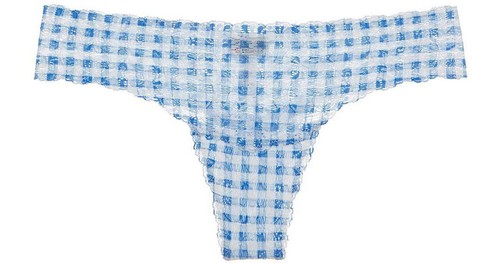 Cosabella Paul & Joe JOLIE Blue Gingham Print Lace V-Neck Bralette M & Thong O/S - Picture 6 of 10