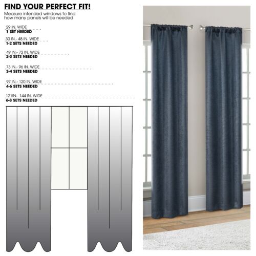 Mainstays 4 of a Kind Blackout Curtain Panels, Set of 4, Navy, 28" W x 84" L - Picture 2 of 6