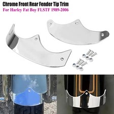 Chrome Front Rear Fender Tip Trim Accent For Harley Fat Boy FLSTF 1989-2006 2000