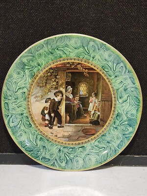 Pratt Fenton Antique ''The Truant '' Malachite Border 9.5'' Cabinet Plate