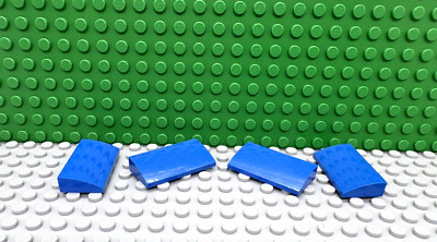 Lego 4 Blue 2x4 Curved Smooth Slopes brick block NEW