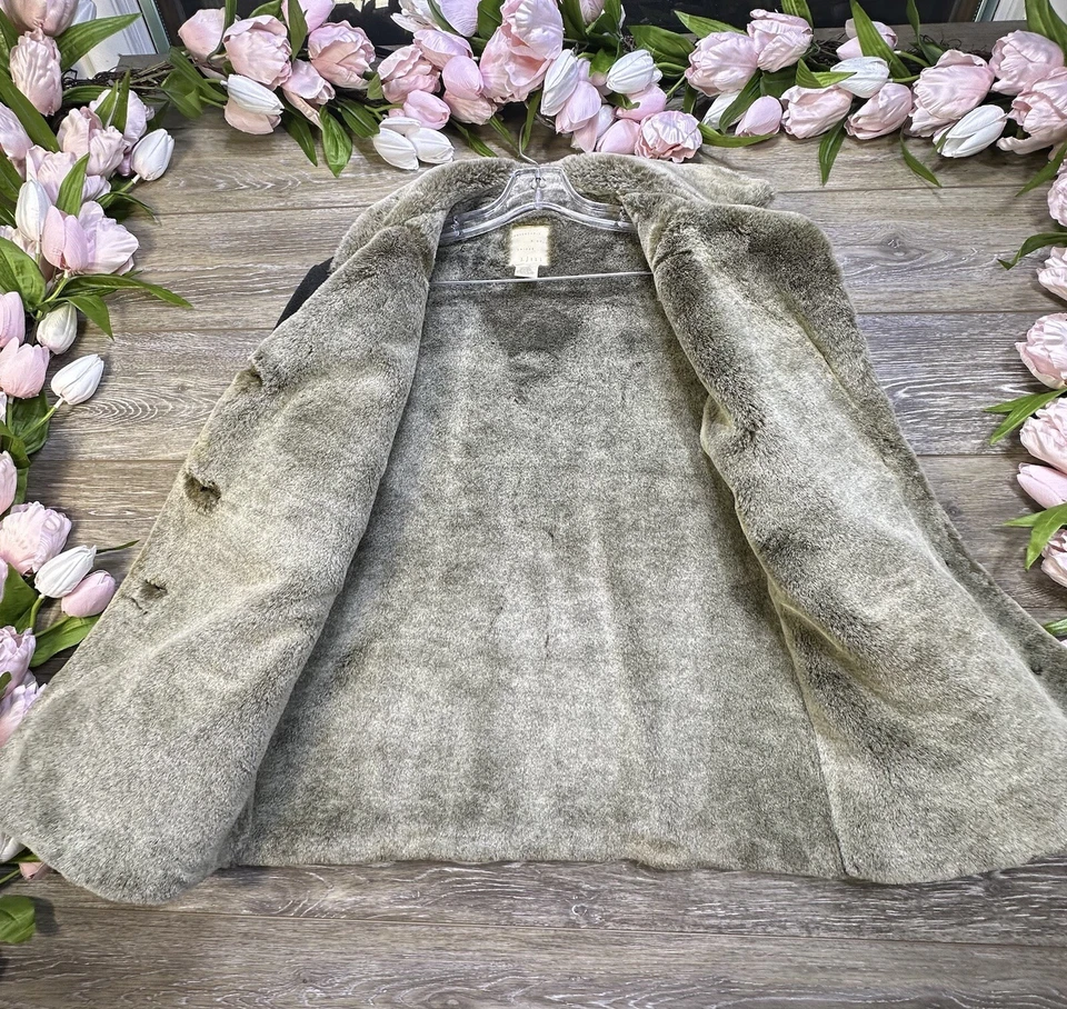 Abrigo de piel sintética J. Jill talla XS pequeño ribete mezcla de lana para mujer precioso suave acogedor Foto 4 de 4