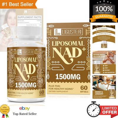 Premium Liposomal NAD+ with TMG, Non-GMO - Energy & Heart Support, Unflavored