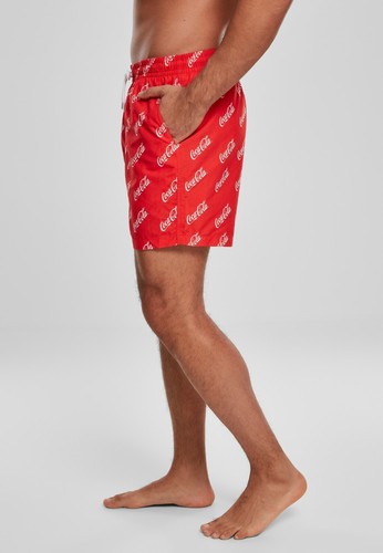 Merchcode Men's Swimwear Beach Pool With Coca Cola Logo Red - Picture 3 of 8