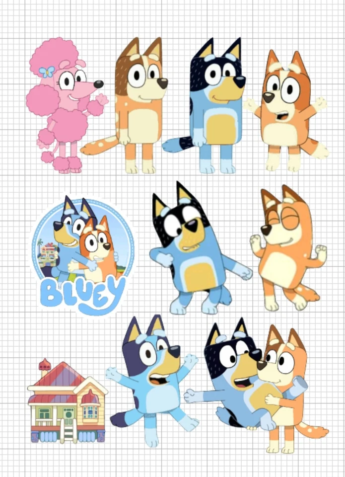 CAKEPHOTO BLUEY CHARACTERS 2 EDIBLE ICING CAKE IMAGES PRE-CUT