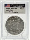 2013 Silver Eagle PCGS MS70 First Strike John Mercanti Hand Signed Flag Label