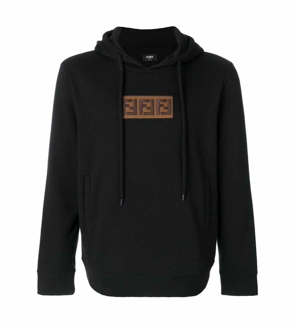 Fendi Embroidered FF Logo Black Hoodie 