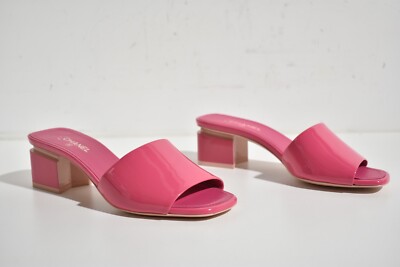 Chanel 22C Dark Light Pink Patent Calf CC Logo Mule Slide Block
