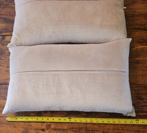 TWO CALLISTO HOME Pink Cream Gold Pillows Lumbar 14x24 in Down Filled - Picture 9 of 12