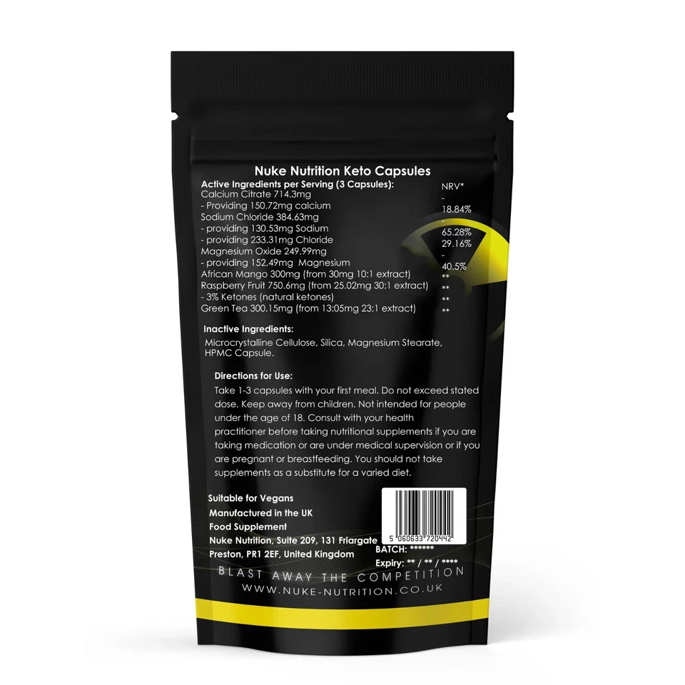 Nuke Nutrition Keto Diet 2700 mg cetosis pura pérdida de peso supresor del apetito Foto 2 de 2