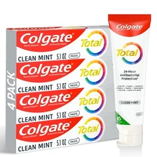 Colgate Total Clean Mint Toothpaste, 10 Benefits, 5.1 oz 4 pack, Freshens Breath