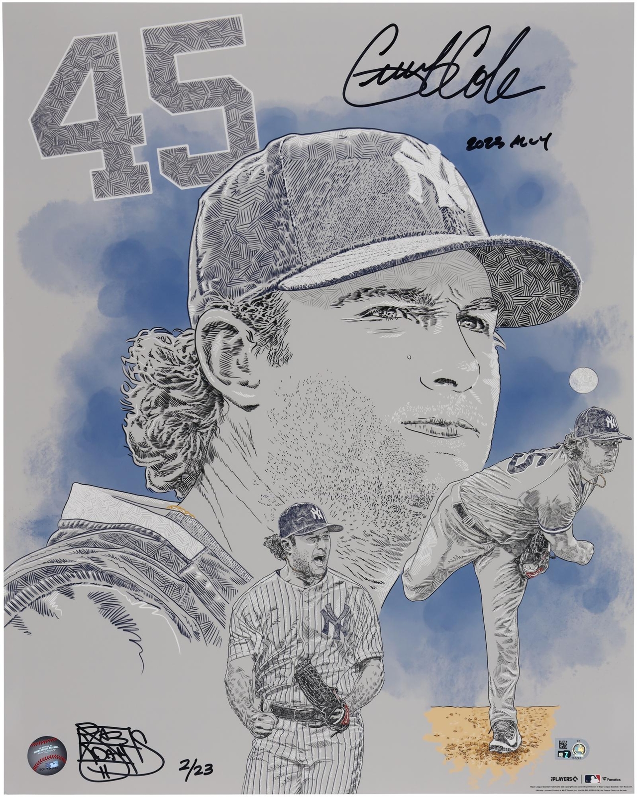 Gerrit Cole Yankees Signed 16x20 Photo Print w/Cy Young Insc-by Maz Adams-LE 23