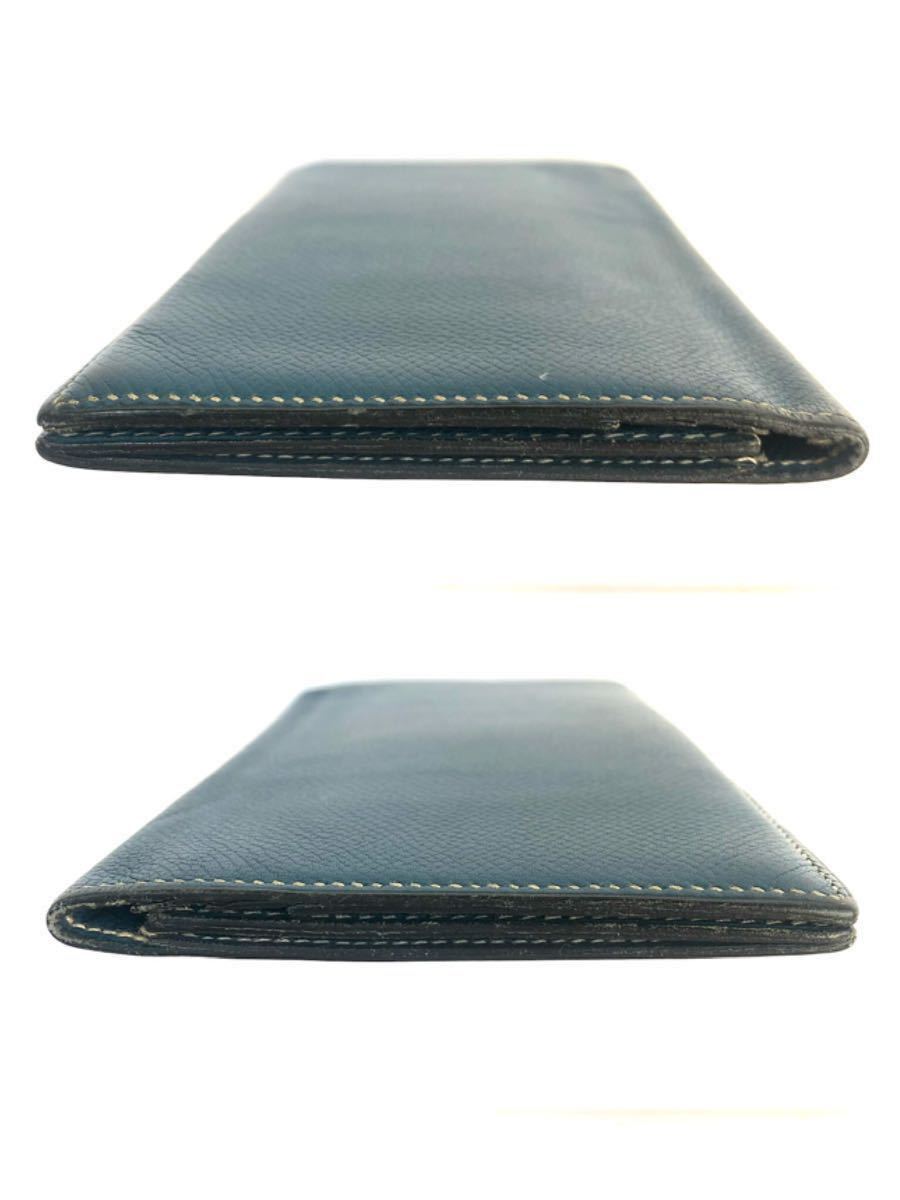HERMES Authentic MC2 Fleming Long Wallet Bifold Leather Blue HERMES Authentic MC2 Fleming Long Wallet Bifold Leather Blue