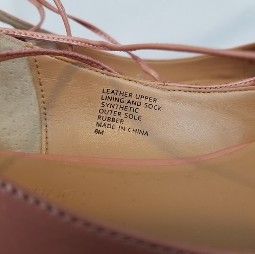 NEW Banana Republic Women’s Ballet Shoe Almond-Toe sz 8M Lace-Up Flat Pink NIB - Picture 3 of 12