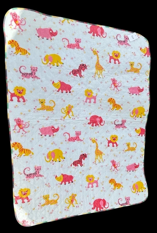 Alfombra de cuna resistente a líquidos de colección superpuesta bebé guardería rosa amarillo animales de la selva Foto 4 de 4