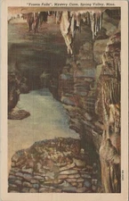 Frozen Falls Mystery Cave Spring Valley Minnesota Linen Vintage Post Card