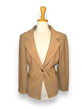 ST. JOHN Santana Knit Boucle Knit Blazer Carmel Tan New 1,195 size 12