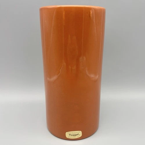 Vintage Haeger Pottery USA 90s Burnt Orange 8.75" Retro Cylinder Vase