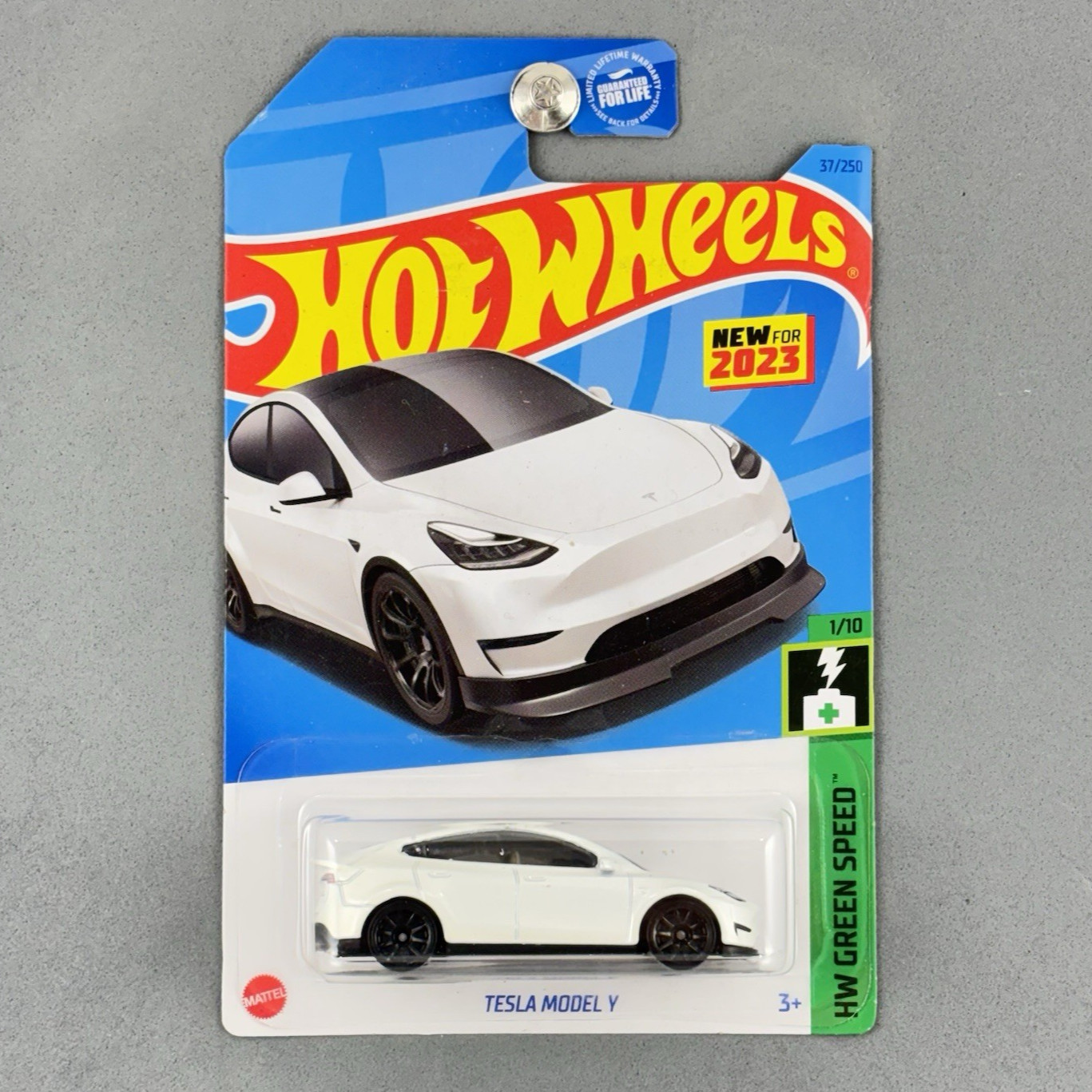 2023 Hot Wheels Tesla Model Y White HW Green Speed 1/10 37/250 First Release