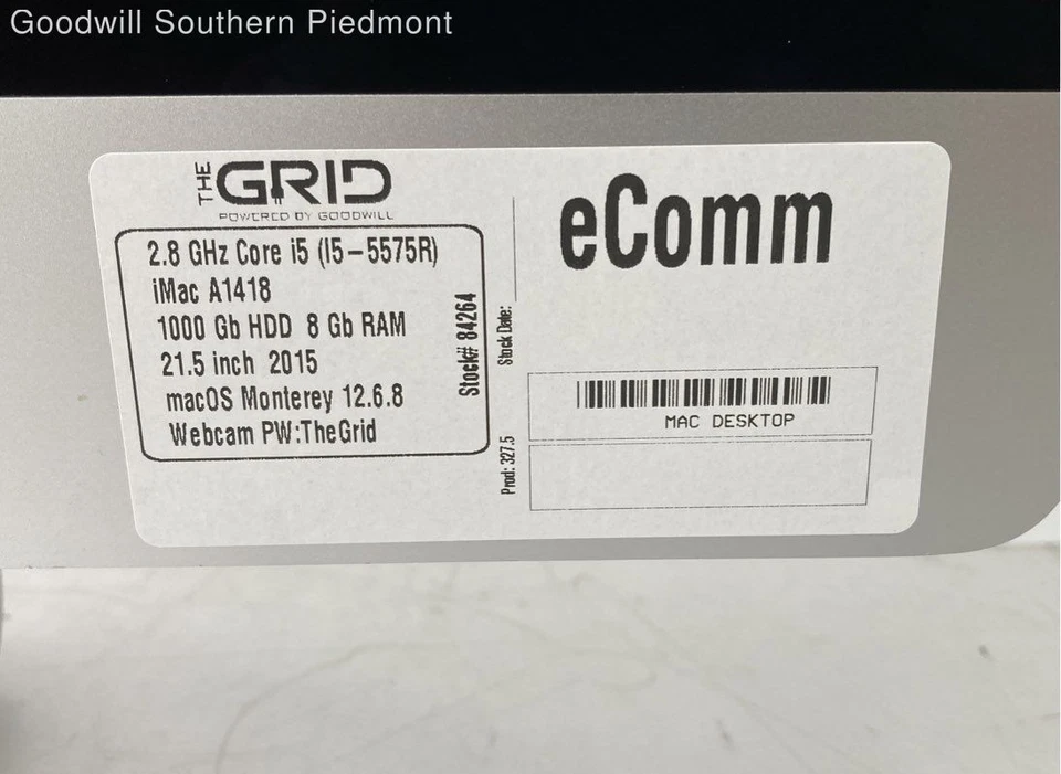 Apple iMac 21.5" Late 2015 MK442LL/A Intel Core i5-5575R 8GB RAM 1TB HDD - Read - Image 2 of 4