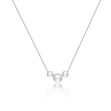 Sliver Necklace,Dainty Pearl Pendant Necklace for Women Barque Pearl Chain Handm