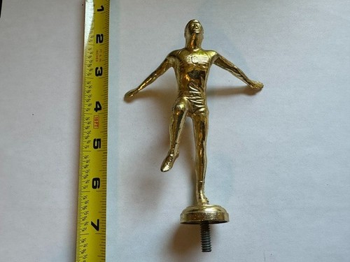Vintage 1970s Running Man Track Trophy Topper Gold Tone Metal