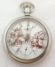 ANTIQUE 18s 7J WALTHAM GRADE STERLING WESTERN SCENE DIAL POCKET WATCH