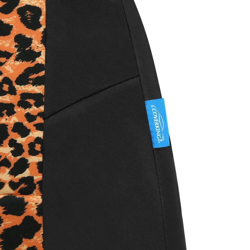 For Ford E-350 Super Duty 15-16 Seat Cover Neosupreme 1st Row Black & Cheetah - Image 4 of 4