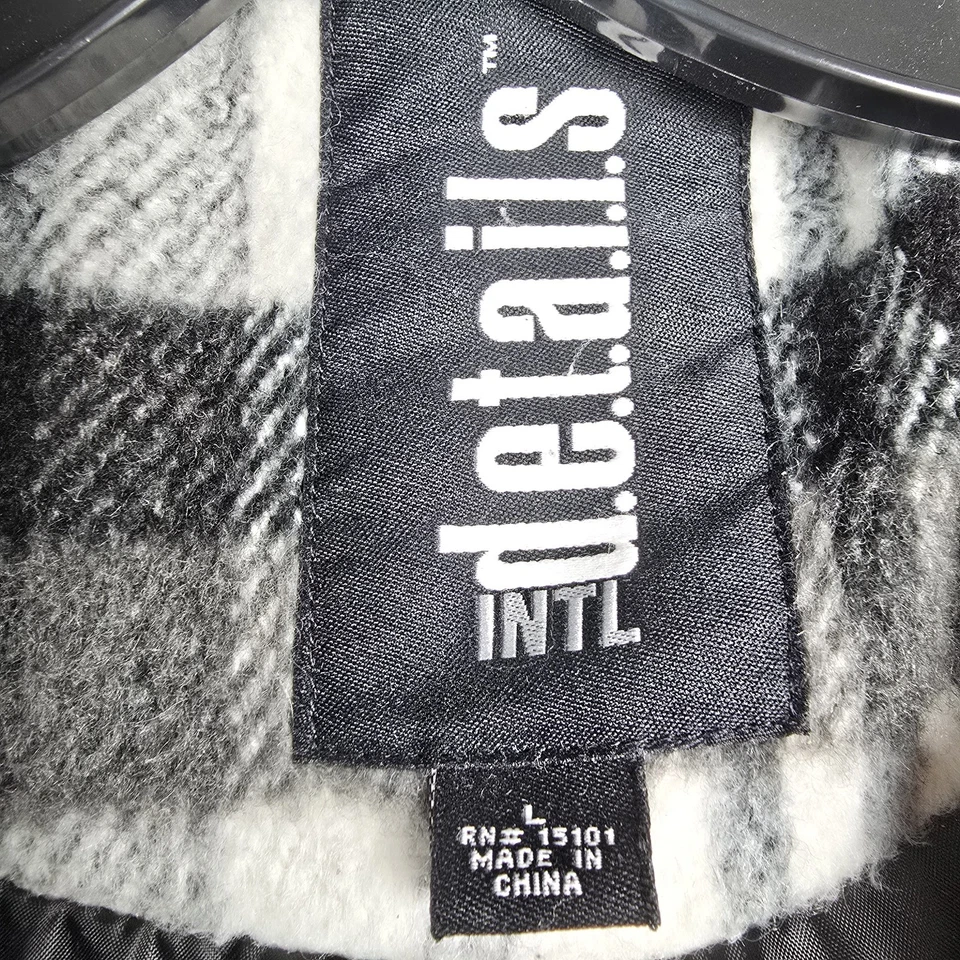 Intl Details Women's Size Large Black White Plaid Belted Coat - Image 4 of 4