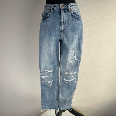 Ksubi Jeans Size 28 Blue Nine O Trashed Lifetime Raw Hem Slim Fit Ankle Crop