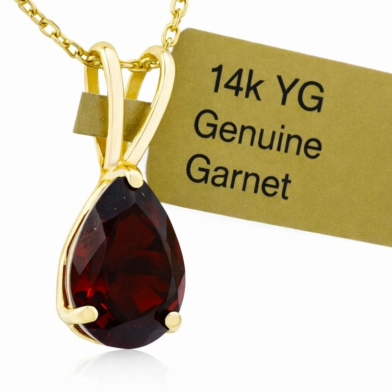 GENUINE 1.81 Cts GARNET PENDANT 14K SOLID YELLOW GOLD - Free Appraisal Service