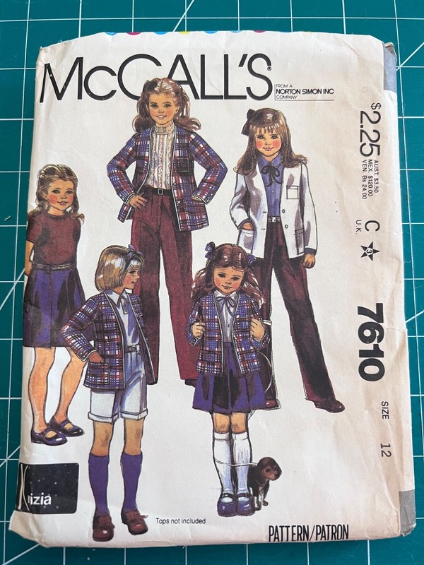 McCall's 7610- girls jacket, skirt, pants, shorts- size 12- cut- 1981