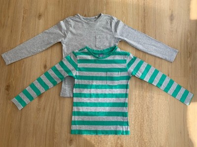 2 x Langarm Shirt Gr. 116 Grün Grau 97% Baumwolle 3% Viskose Dopodopo Kinder