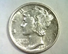 1943 MERCURY DIME ABOUT UNCIRCULATED+ AU+ ORIGINAL BOBS COINS FAST 99c SHIP