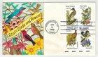 RALPH DYER HANDPAINTED FDC BIRDS & FLOWERS BLOCK NEW MEXICO NY TENNESSEE ETC