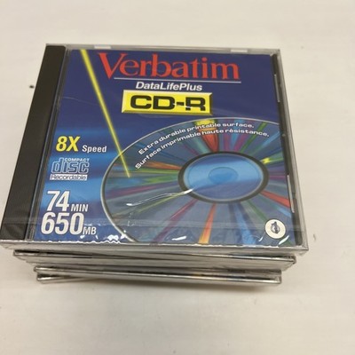 Lot Of 8 Verbatim Data Life Plus CD-R 74 Min/650 MB Recordable Discs! Sealed!