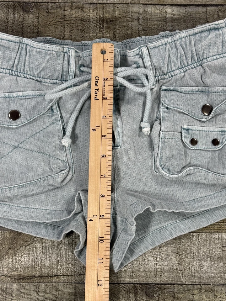 Free People Shorts Womens Small Blue Cargo Drawstring Utility Pockets Cotton - Image 4 of 4