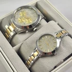 NEW Michael Kors Aspyn His & Hers Two Tone Gold Silver Pave Watch Set MKO9014